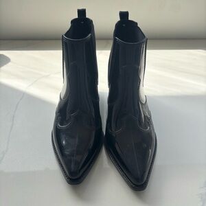 Sam Edelman black shiny western rain boots